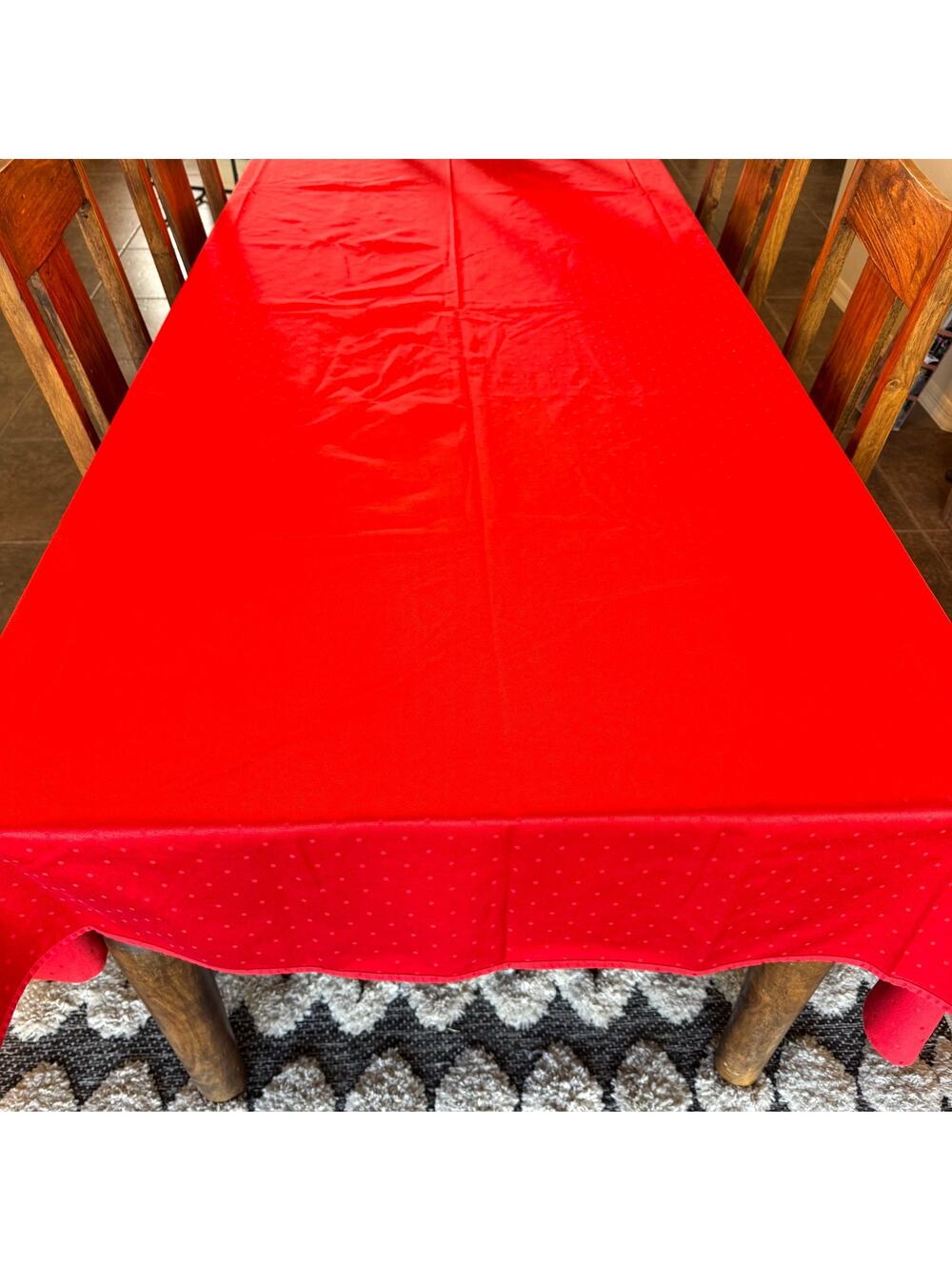 Kate Spade Cranberry Red Larabee Dot 70x104" Tablecloth Christmas Valentines EUC